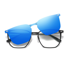 Load image into Gallery viewer, CL022 Polarized Blue Square Clip On Glasses
