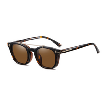 Load image into Gallery viewer, CL018 Polarized Brown Square Clip On Glasses
