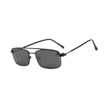 Load image into Gallery viewer, N042 Polarized Black Rectangular Clip On Sunglasses