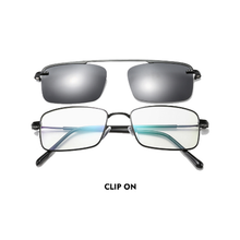 Load image into Gallery viewer, N042 Polarized Black Rectangular Clip On Sunglasses
